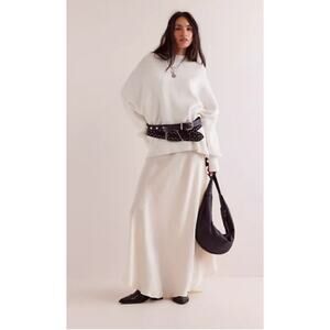 NWT Free People Idle Hands Leather Adjustable Strap Crescent Sling Bag Black